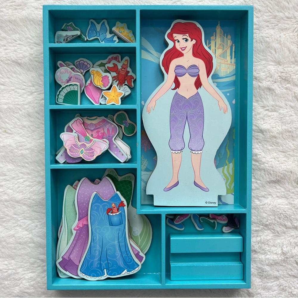 Complete Set! Melissa & Doug Ariel Wooden Magnetic Dress Up Set